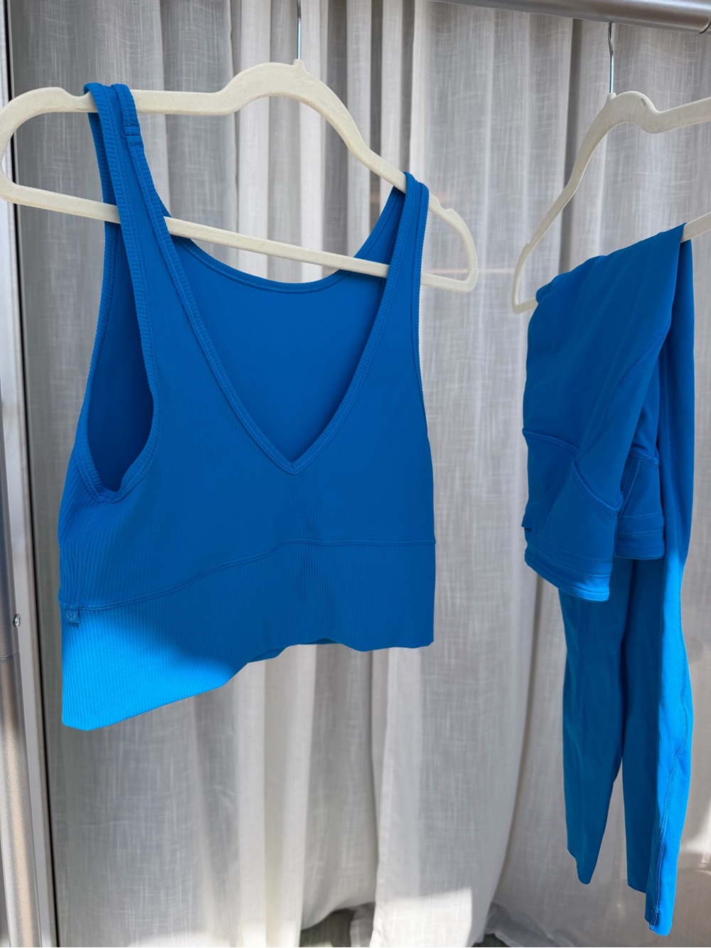 lululemon athletica Electric Blue Ribbed Crop Tank & Leggings Set - Picture 2 of 5